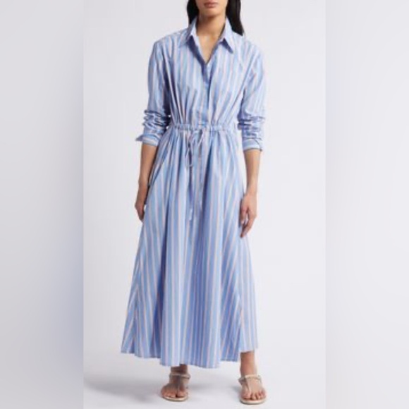 Caslon Dresses & Skirts - Blue Striped Maxi shirt dress by Caslon size L oversized